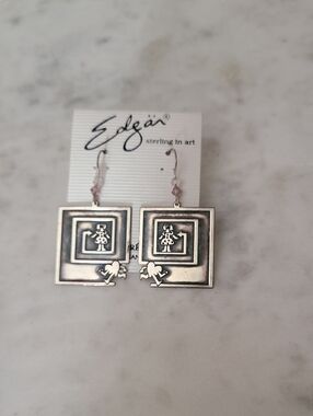 Vintage Sterling Edgar Berebi Heart Maze Earrings